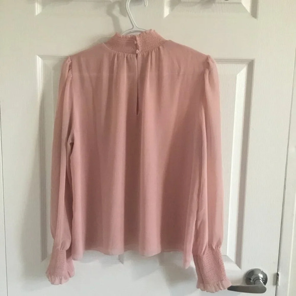 ARITZIA Wilfred long sleeve High-Neck Blouse Light Pink Timeless & Elegant SZ S - Picture 2 of 6